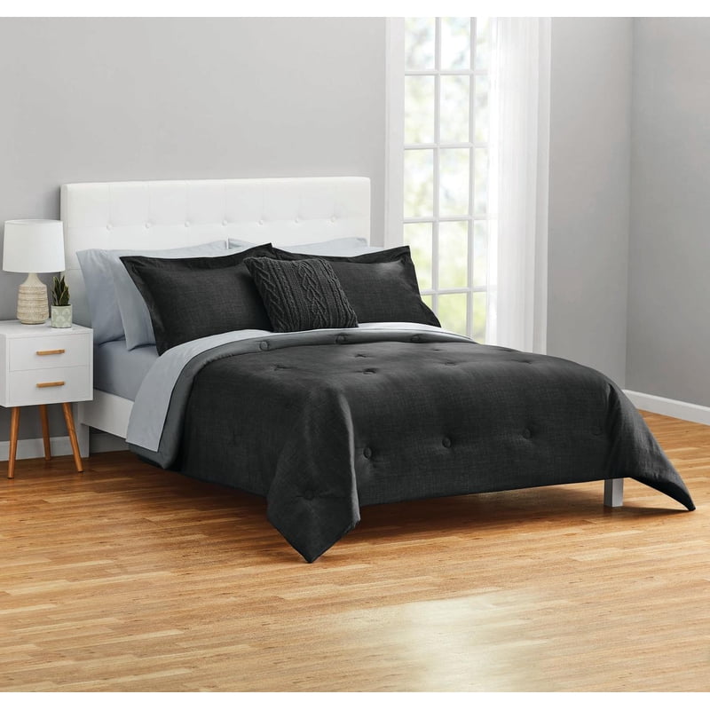 King Mainstays 10-Piece Grey Bed in a Bag Comforter Set with Sheets