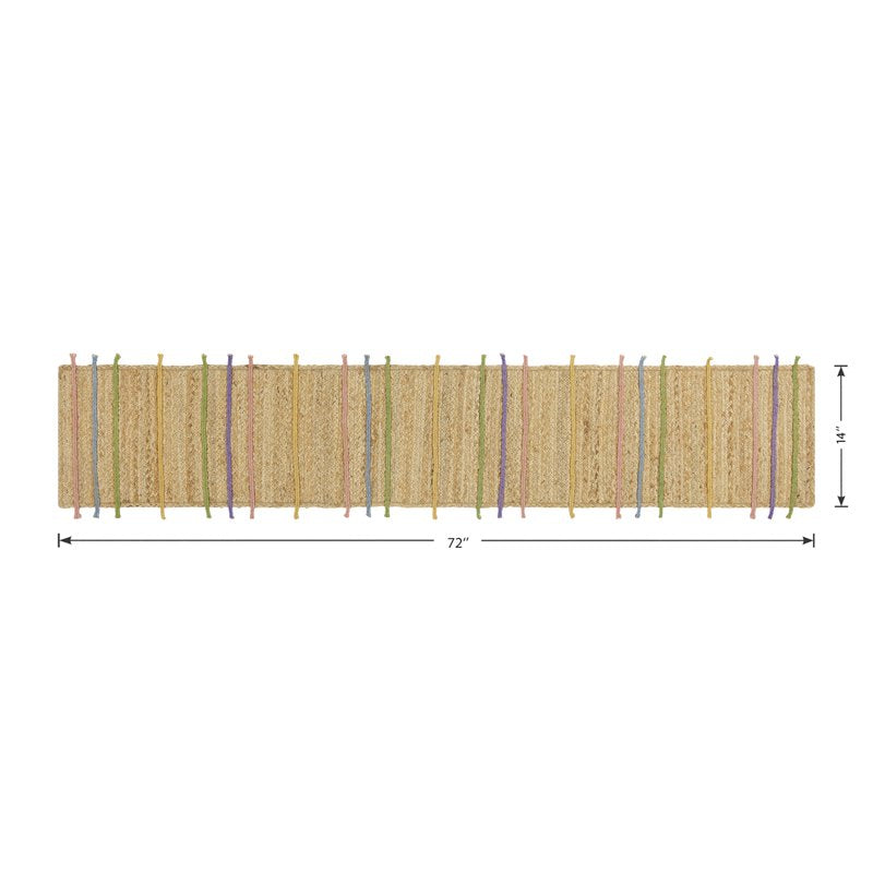 Jute Braid Table Runner - 14" x 72" - Natural & Multicolor
