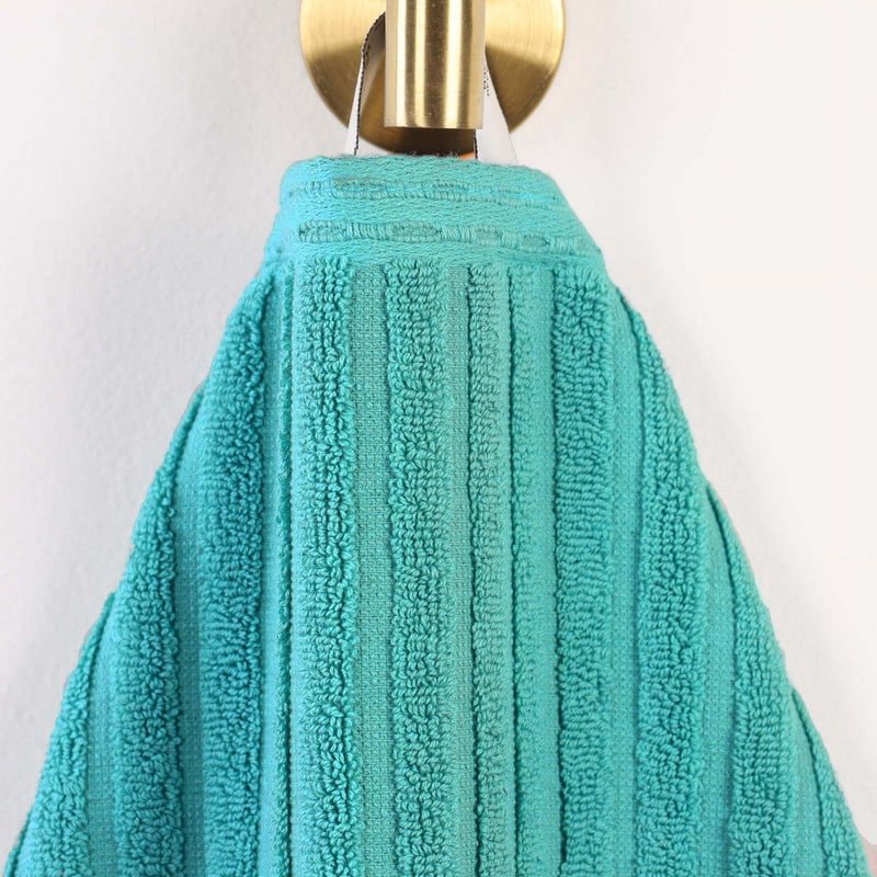 Turquoise Face Towel 12-Pack - Ribbed Cotton Washcloths for Bath & Skincare - Superior Soho Set