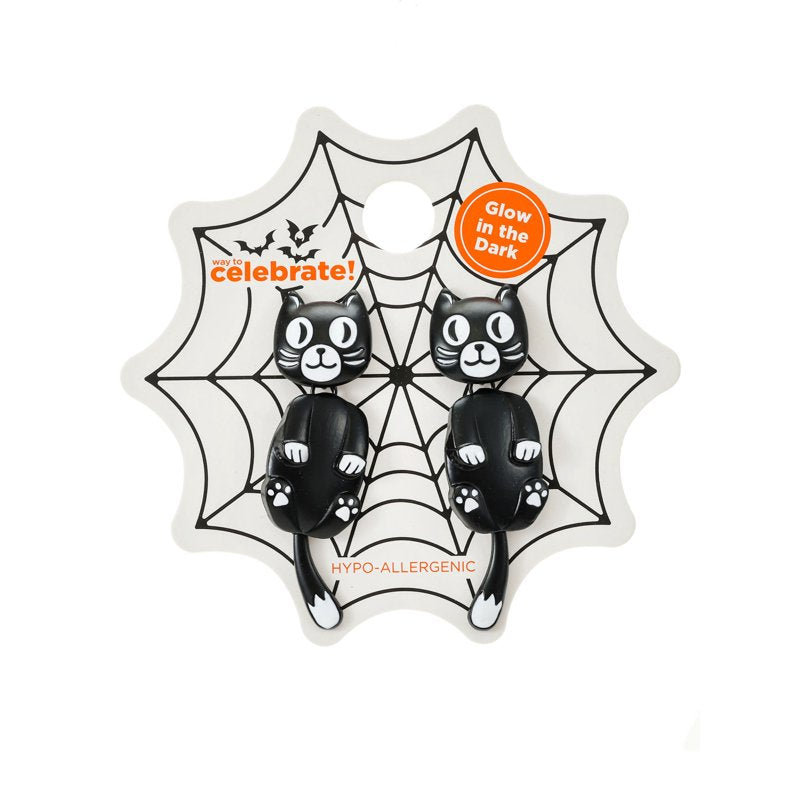 Retro Cat Halloween Earrings - Spooky Season Costume Jewelry, 1 Pair