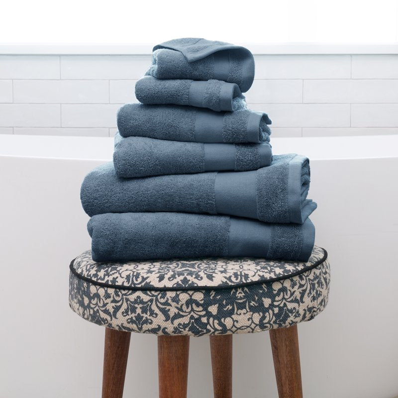 Farmhouse Cotton Bath Towel Set - Light Blue, 6 Pieces - Hotel Quality