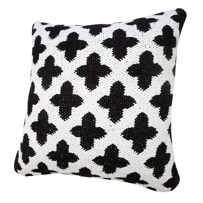 Ox Bay 20x20 Inch Black White Cotton Blend Pillow Cover - Trellis Design