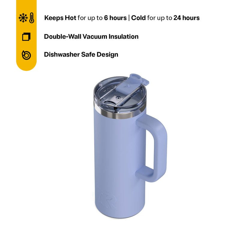 20 oz Insulated Travel Mug with Ceramic Lining & Leak-Resistant Lid - Periwinkle