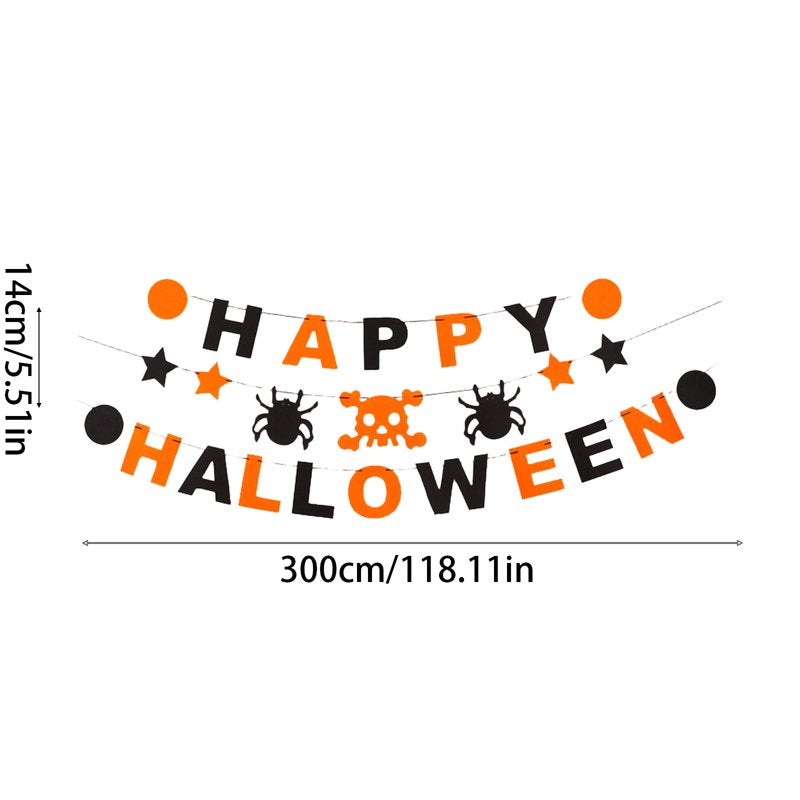 Halloween Skeleton Banner Garland - 118in Non-Woven Fabric Hanging Decor - Variation J