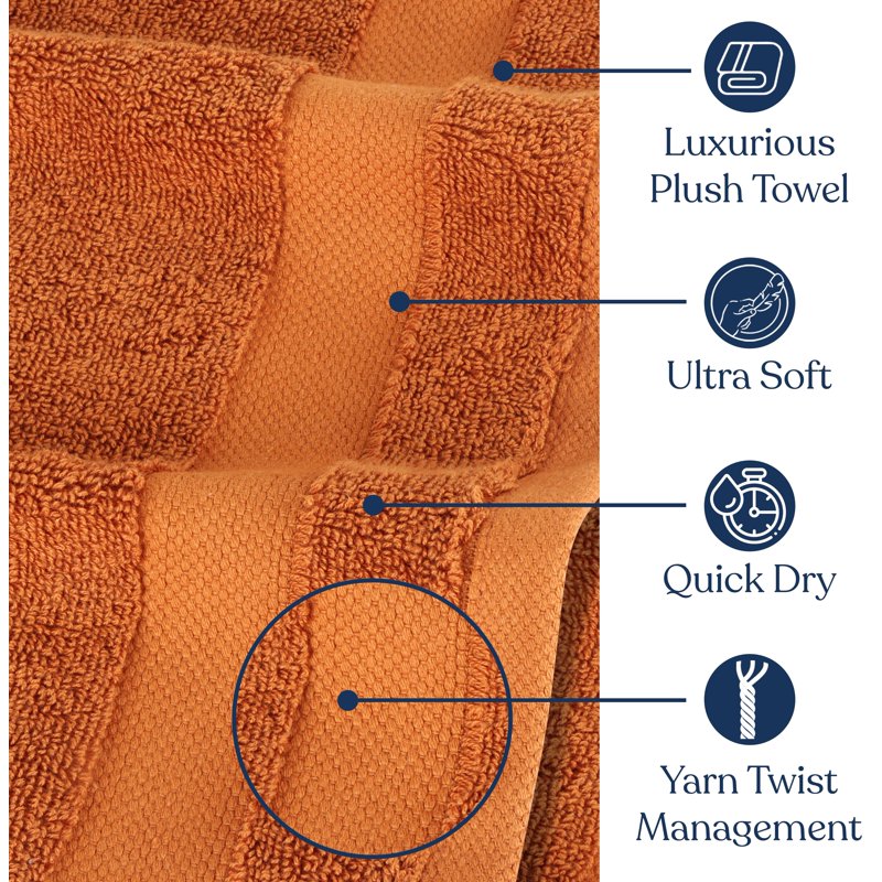 Organic Cotton Bath Sheet 36x70 Inches - Burnt Caramel, Pack of 4, 650 GSM, Plush & Ultra-Absorbent