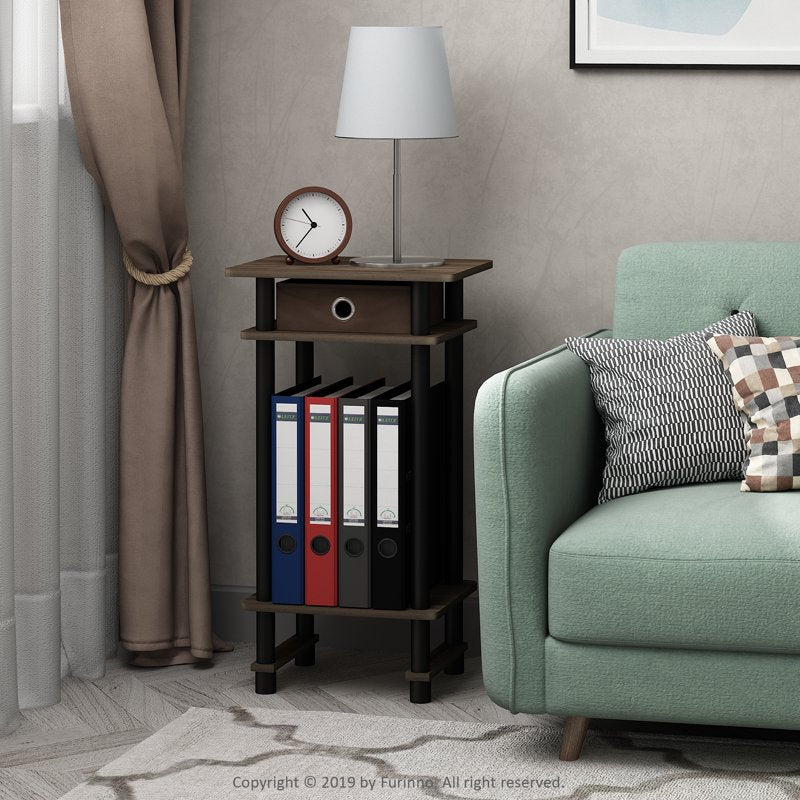 Tall End Table with Storage Drawer - Columbia Walnut/Black