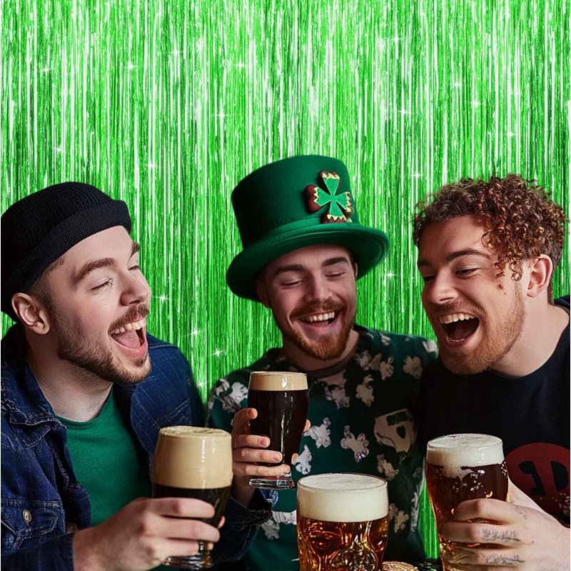 Green Foil Fringe Curtain - 2-Pack for Events, Birthdays, Weddings, Festivals - 3.25ft x 6.58ft - Green 3