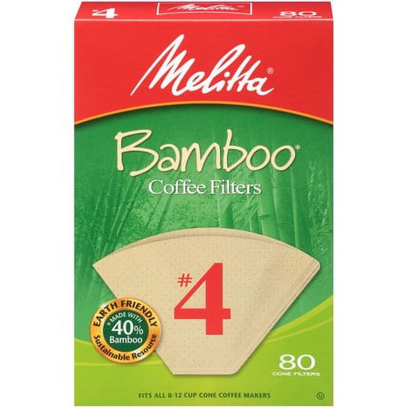 Bamboo Cone Coffee Filters - 3 Pack, 80 Count, #4 Size