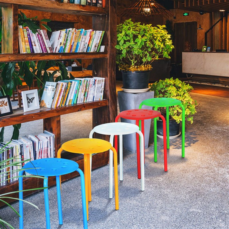 Set of 5 Multi-Color Indoor Stack Stools for Classrooms & Kitchens