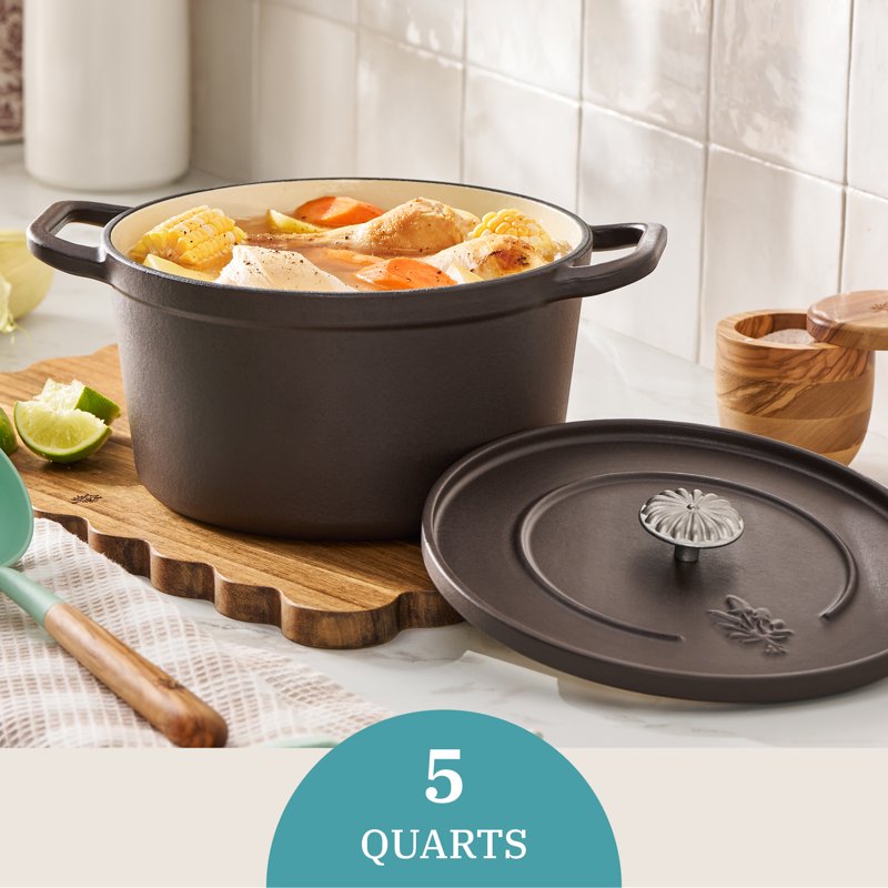 5-Quart Enameled Cast Iron Dutch Oven with Lid - Bronze