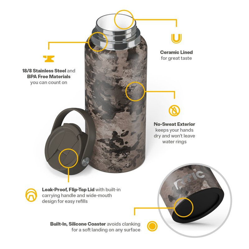 32 oz Insulated Outback Water Bottle - Olive Midnight Camo