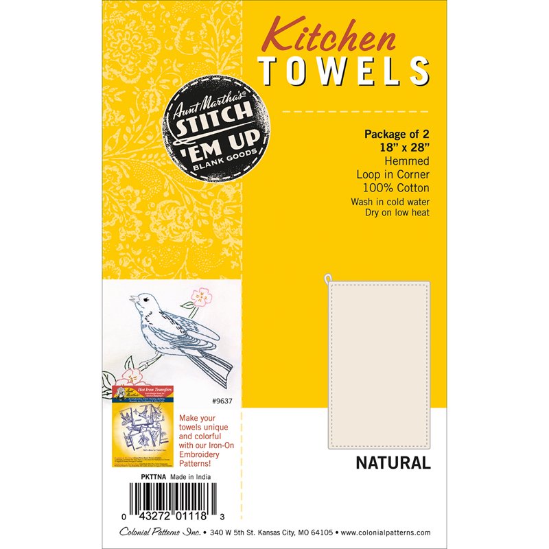 Natural Cotton Kitchen Towels - 18" x 28", 2 Pack