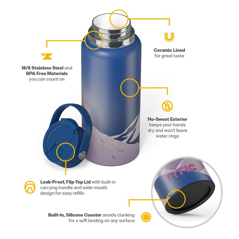 32 oz Insulated Outback Water Bottle - Snowy Peak, Leak Resistant