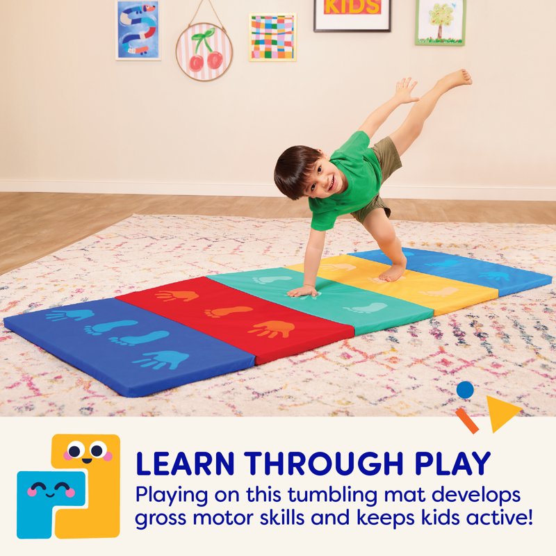 Mini Gymnast's Play Mat with Foldable Multicolor Design and Handle for Toddlers