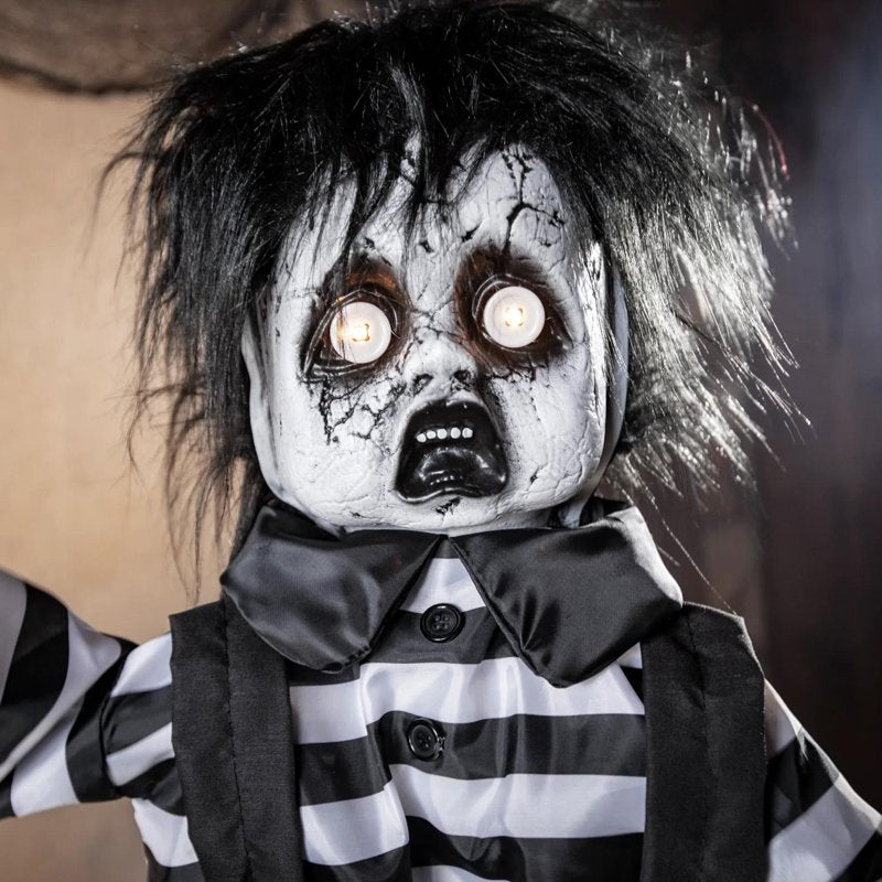 Animated Halloween Boy Decoration with Black & White Shoes - 3 ft Tall