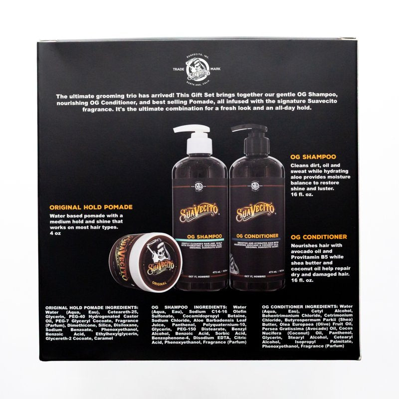 Hair Care Gift Set with Medium Hold Pomade, Shampoo & Conditioner