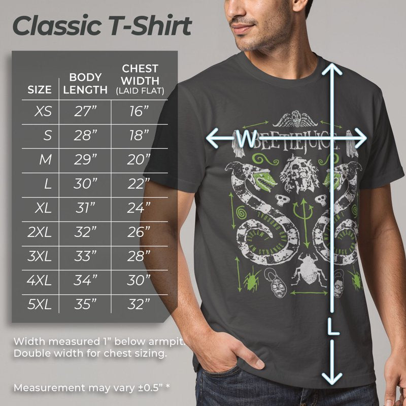 Men's Beetlejuice Sandworm and Betelgeuse Graphic T-Shirt Charcoal 2XL