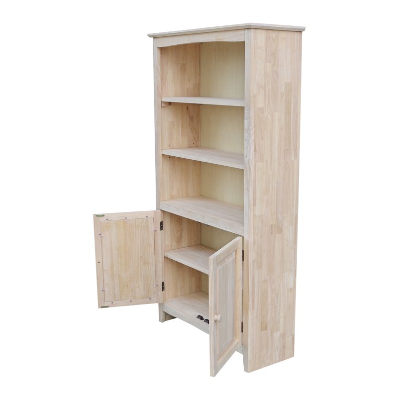 60" Solid Wood Shaker Bookcase with Adjustable Shelves
