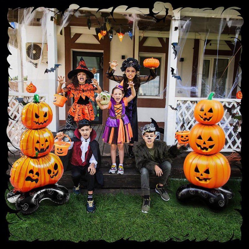 Halloween Pumpkin Foil Balloons 61.4 Inch Pack of 2 - Scary Pumpkin Party Decorations
