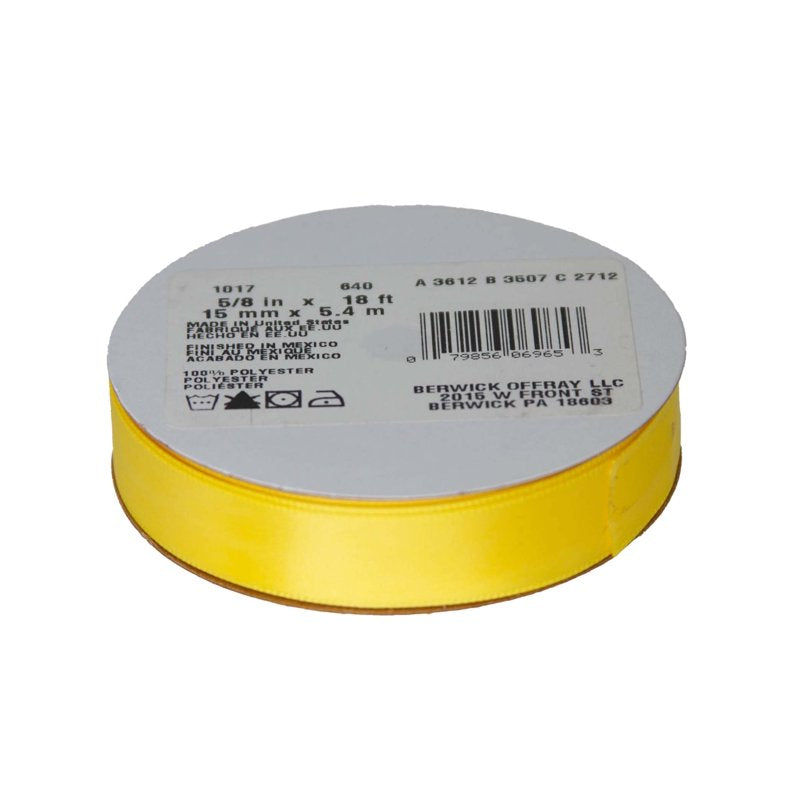 Lemon Yellow Polyester Ribbon - 3.12 x 0.62 Inches Craft Trim - Offray