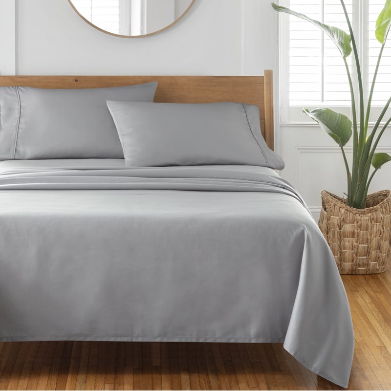 Better Homes & Gardens King Silver Cotton Sateen Pillowcase Set - 300 Thread Count, Soft