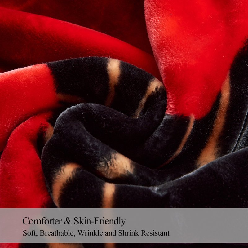 Heavy Reversible King Size Microfiber Blanket - 10lbs Plush Warm Bedding with AB Pattern - Black, Purple & Rose - 87x95 Inches - Warm Winter Bed Cover - Variation: AB-Black Purple & Rose