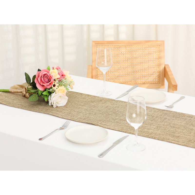 Solid Color Table Runner - Khaki 12" x 83" Linen Banner