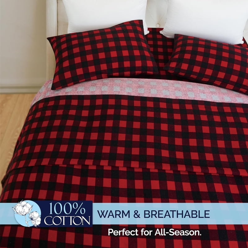 Elegant Comfort Cotton Flannel Bed Sheet Set Full Burgundy with Deep Pocket Fitted