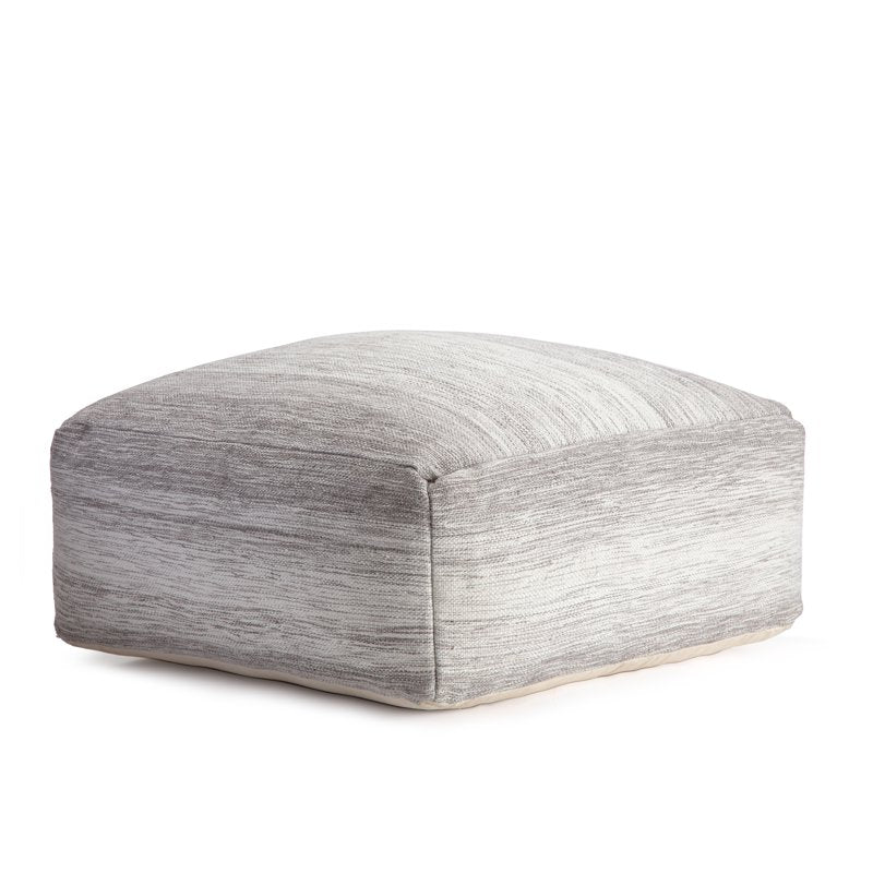 Anji Mountain Cotton Polyester Square Poufs - Gray & Ivory Handmade Ottoman