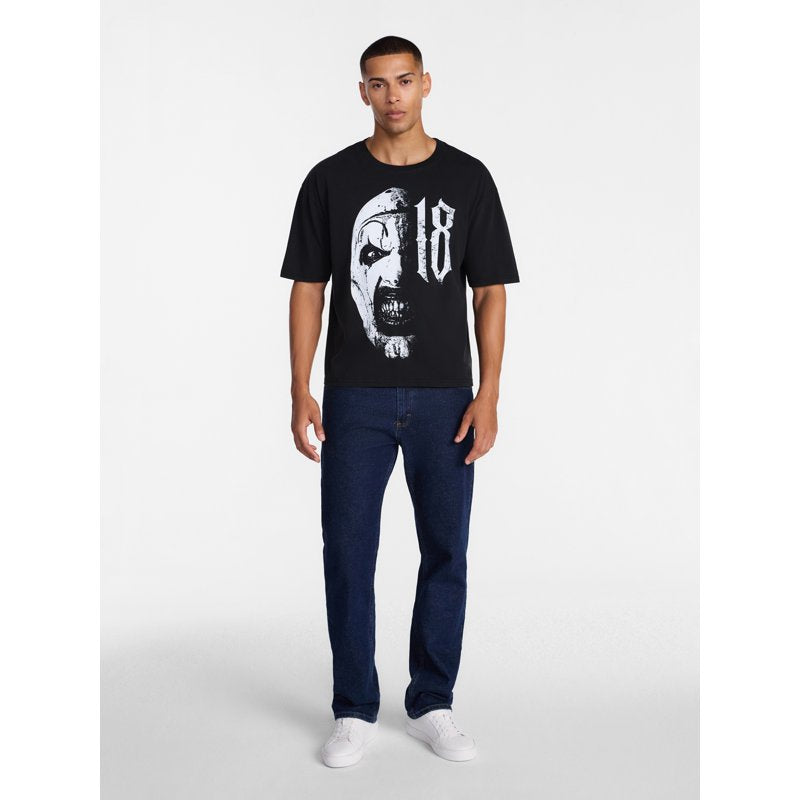 Black 5XL Men's Terrifier Split Face Graphic T-Shirt - Halloween Costume