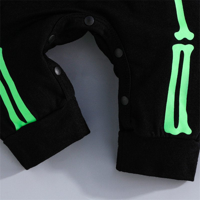 Baby Girl Skeleton Jumpsuit with Wings & Hat - Green 3-6 Months Halloween Outfit