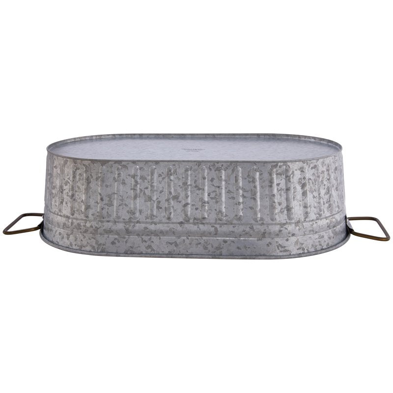Galvanized Oval Tub - 2 Pack, 20.27" W x 11.22" D x 5.70" H