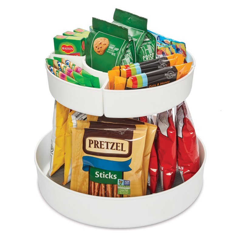 12-Inch 2-Tier Snack Turntable Organizer with Non-Slip Base