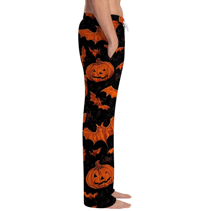 Men's Halloween Printed Lounge Pants - Earthy Yellow, XL