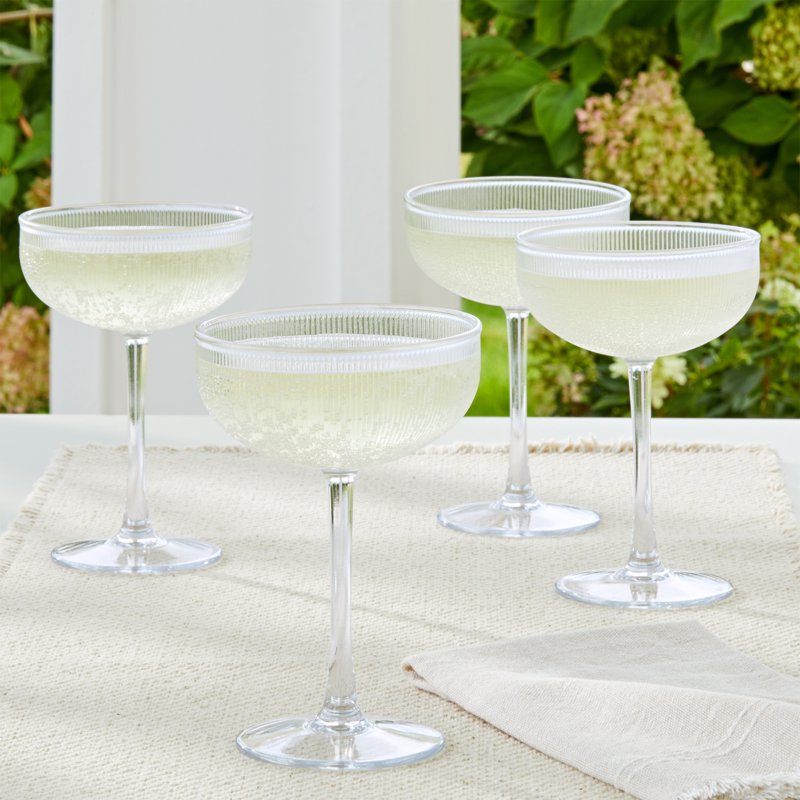 Clear Ribbed Tritan Coupe Glass Set - 4-Piece Drinkware