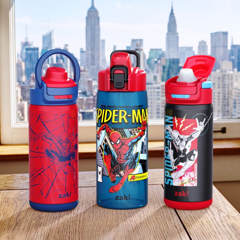 Spiderman Water Bottle - 25oz Durable Plastic - Blue
