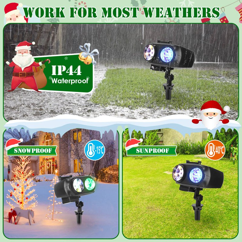 Holiday Projection Lights with 10-Color Ocean Wave & Festive Slides - Indoor/Outdoor LED Lamp