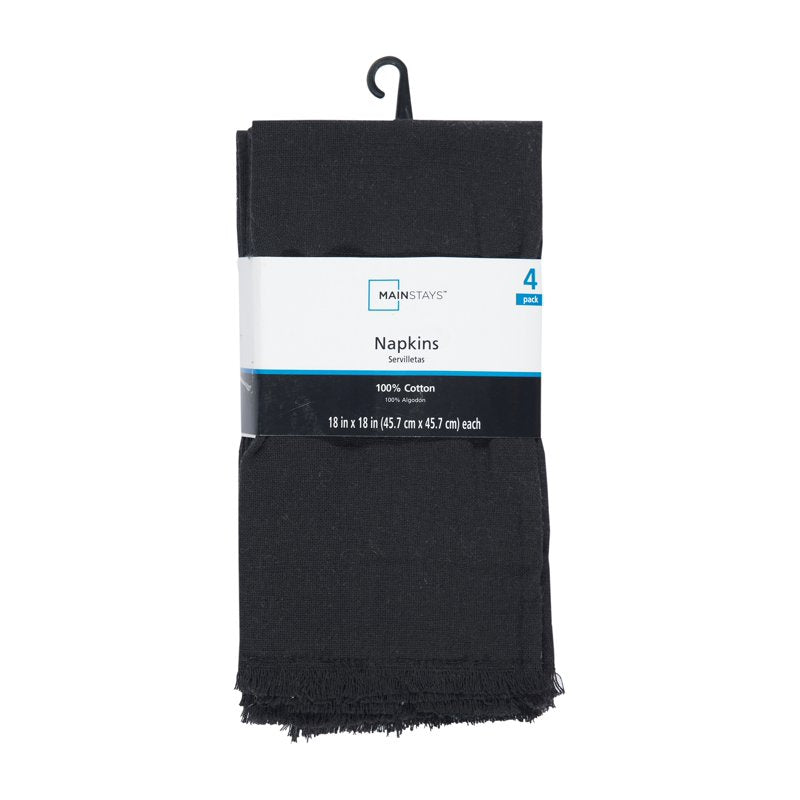 Black Cotton Napkin Set - 4 Pack, 18" x 18"