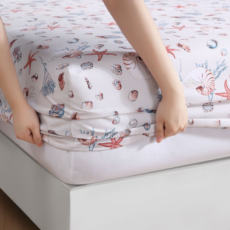 Queen Coastal Print Microfiber Sheet Set - Oceanside Sand - Beatrice Home Fashions