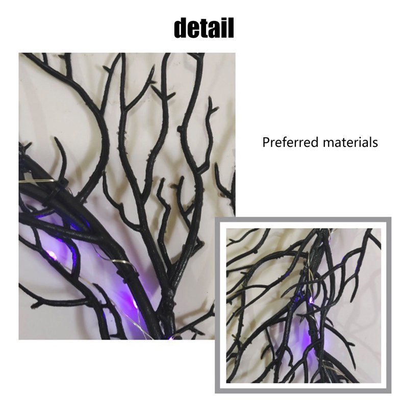 Halloween Wreath with Lights - Indoor Outdoor Front Door Decor - Variation A