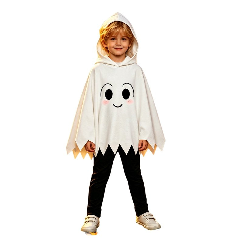 Kids Ghost Face Hooded Costume Set for Halloween - White, 4-5 Years