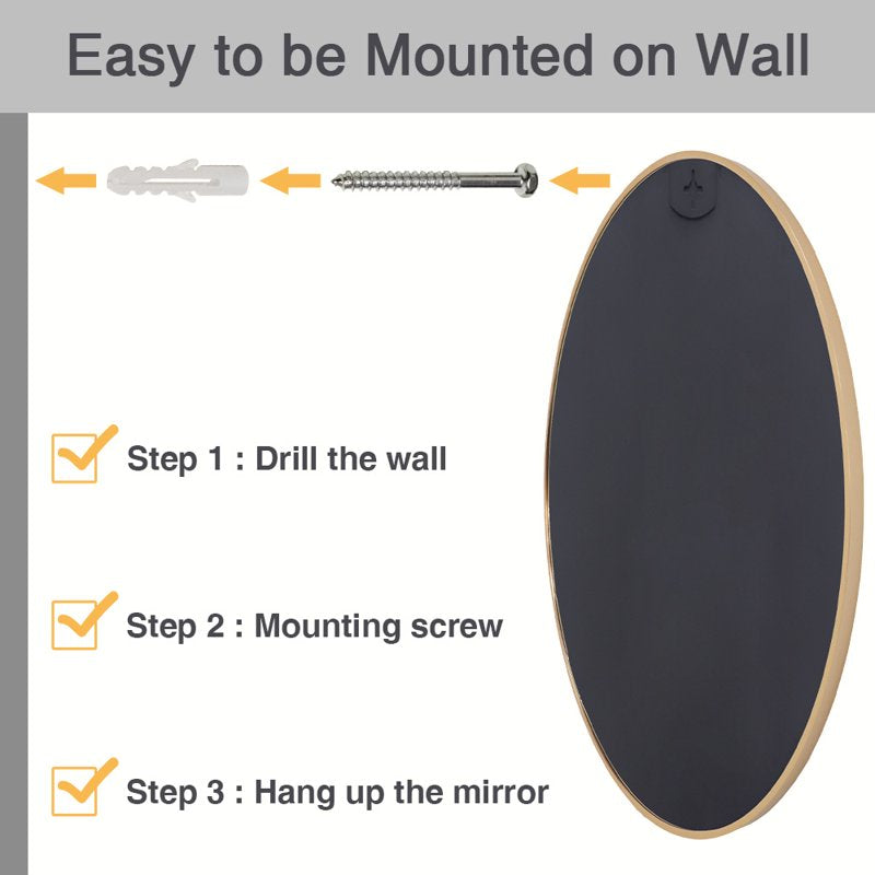Abble 36-Inch Black Round Wall Mirror - Modern Aluminum Framed Vanity