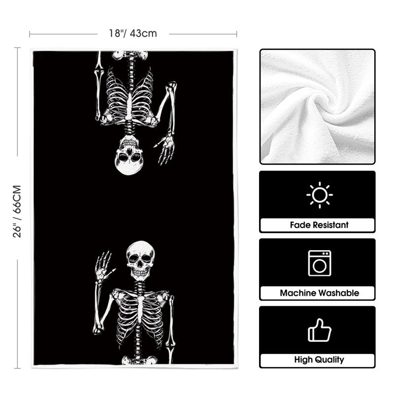 Let's Get Spooky Skeleton Hand Halloween Kitchen Towels Set of 4 - 18x26 Inches