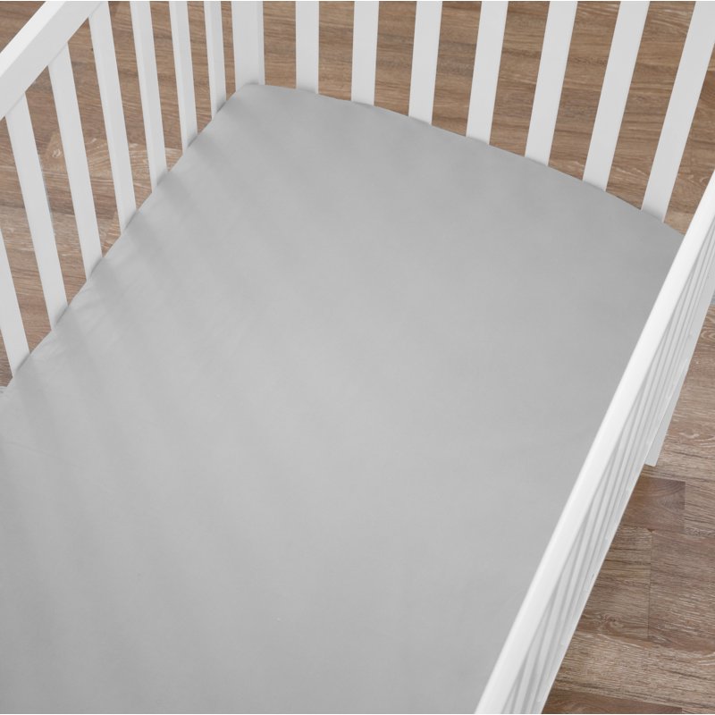 Cotton Fitted Crib Sheet 52x28 inches - Hypoallergenic & Breathable Gray