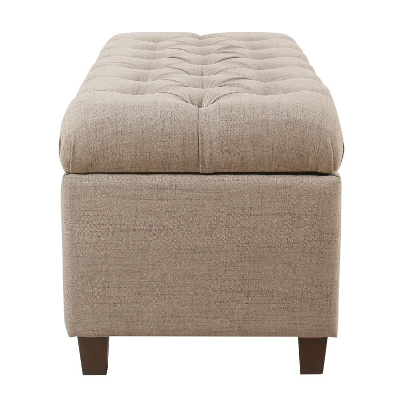 Tufted Storage Bench with Hinged Lid - Multiple Colors
