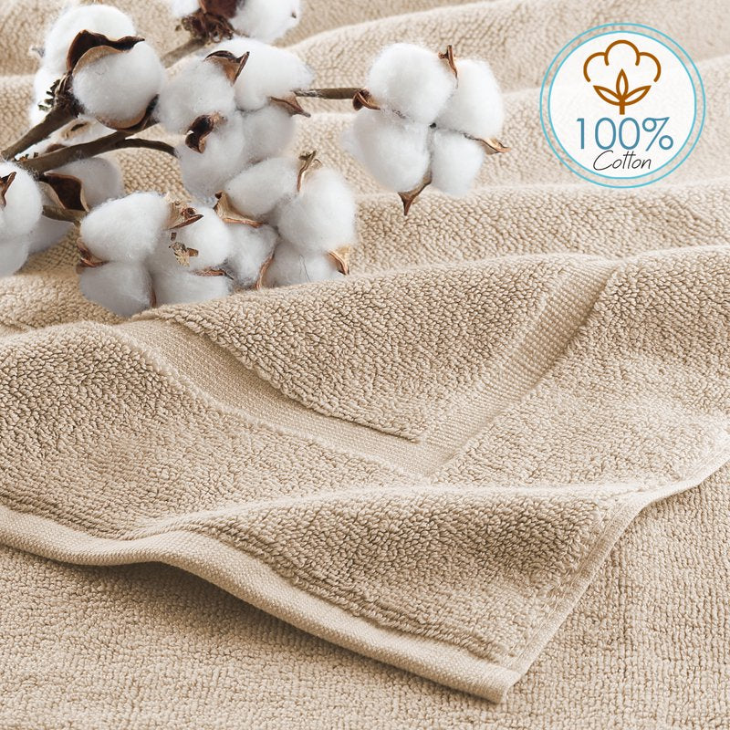 Clara Clark Bath Towels Set 4 Cream Body Towels & 2 Washcloths - 100% Cotton, Ultra Soft, Absorbent