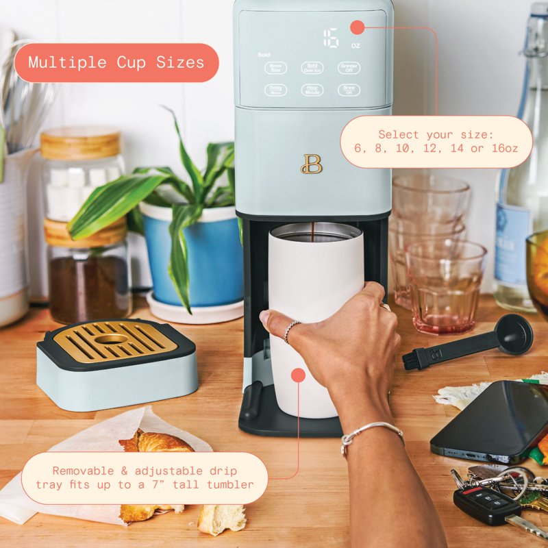 Programmable Single Serve Coffee Maker with Grinder - Hydrangea