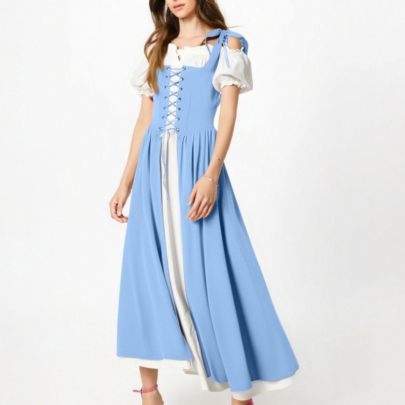 Women’s Renaissance Costume Dress - Light Blue Medieval Gothic Gown - Size L - Variation AA