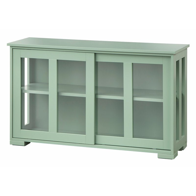 Stackable Wood and Glass Storage Cabinet - Mint Green