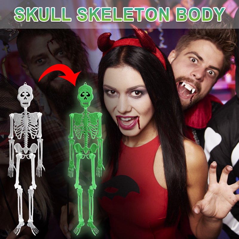 Luminous Skeleton Halloween Prop Full Body Bones with Movable Joints - Indoor Outdoor Decor